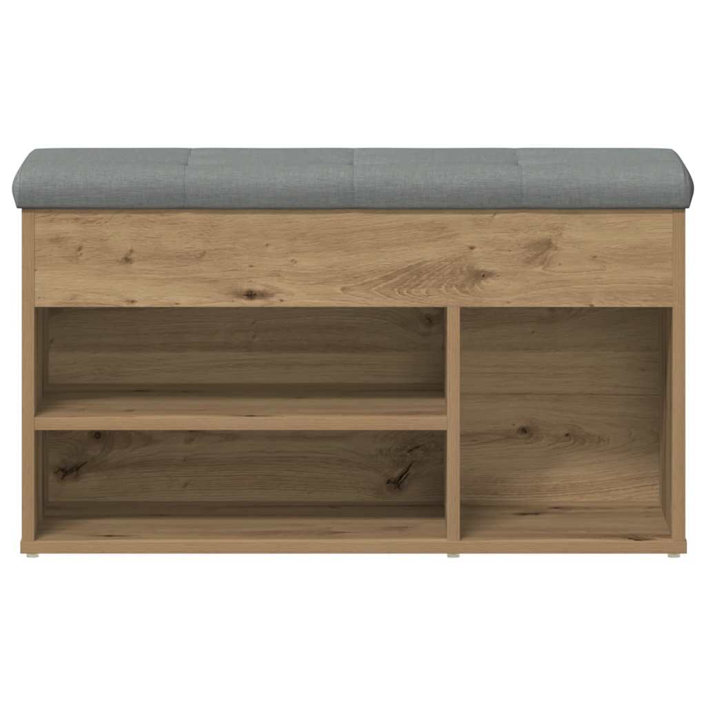 Banc à chaussures chêne artisanal 82x32x45,5 cm bois ingénierie - XIOS