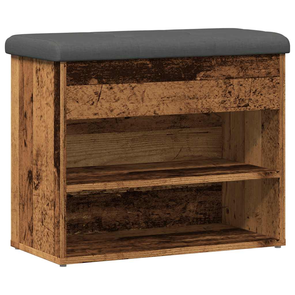 Banc à chaussures vieux bois 62x32x50 cm bois d'ingénierie - XIOS