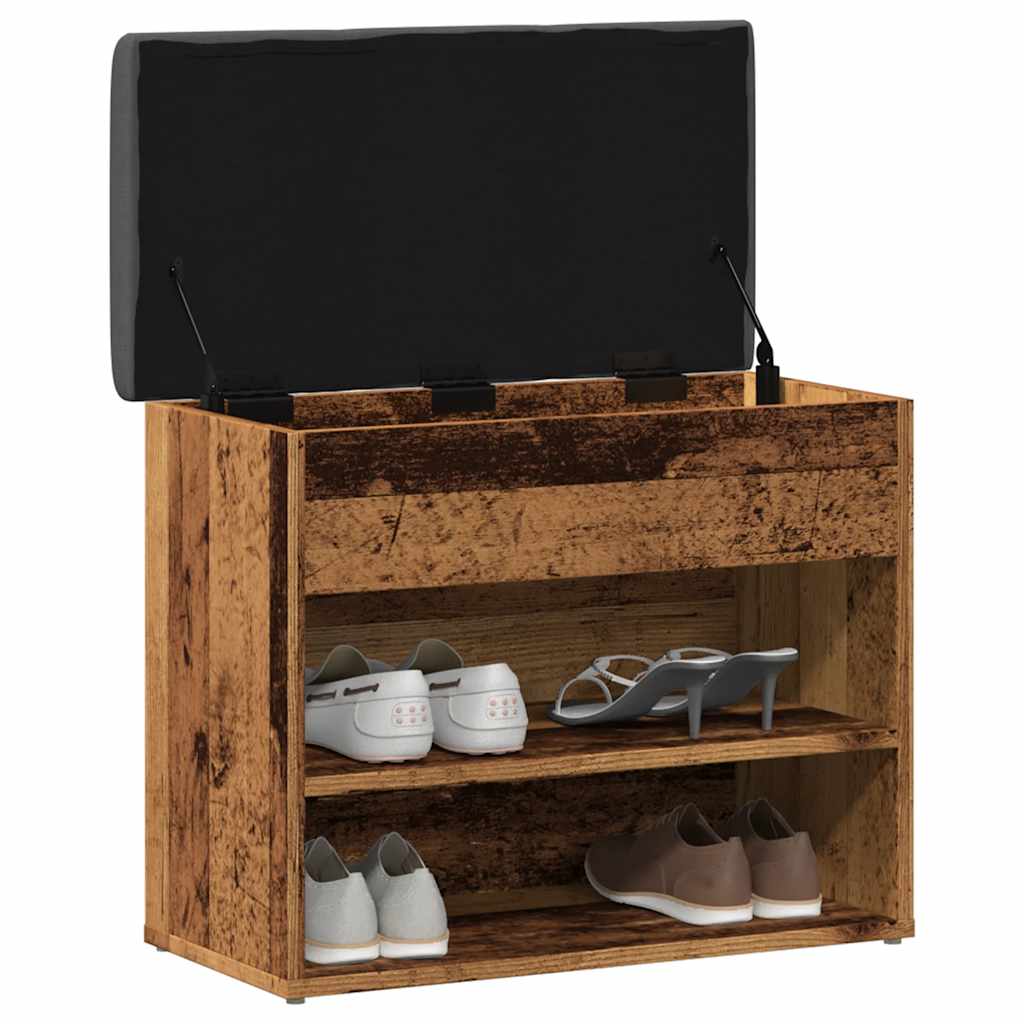 Banc à chaussures vieux bois 62x32x50 cm bois d'ingénierie - XIOS