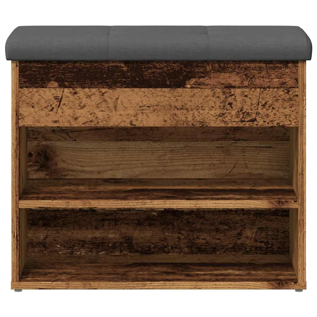 Banc à chaussures vieux bois 62x32x50 cm bois d'ingénierie - XIOS