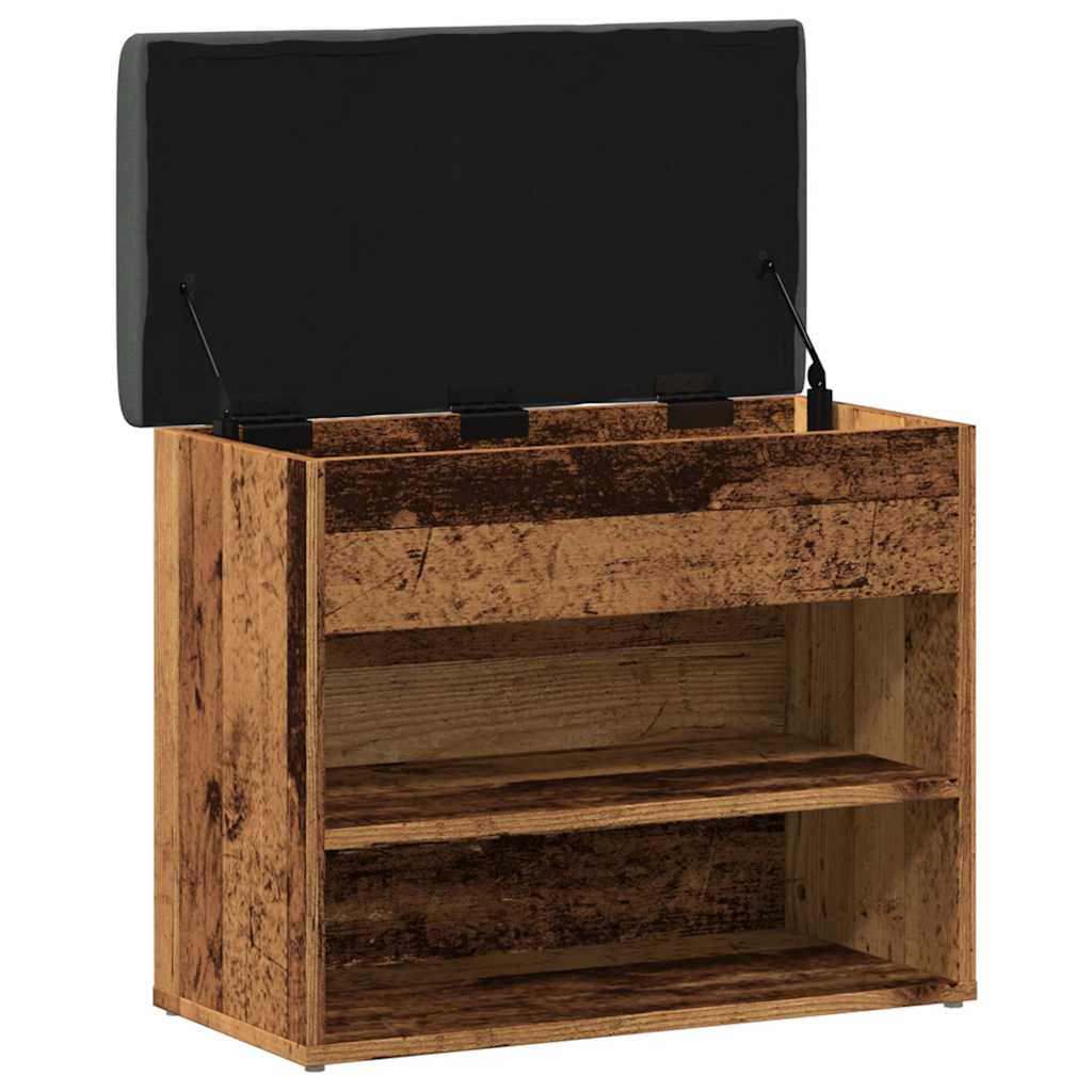 Banc à chaussures vieux bois 62x32x50 cm bois d'ingénierie - XIOS