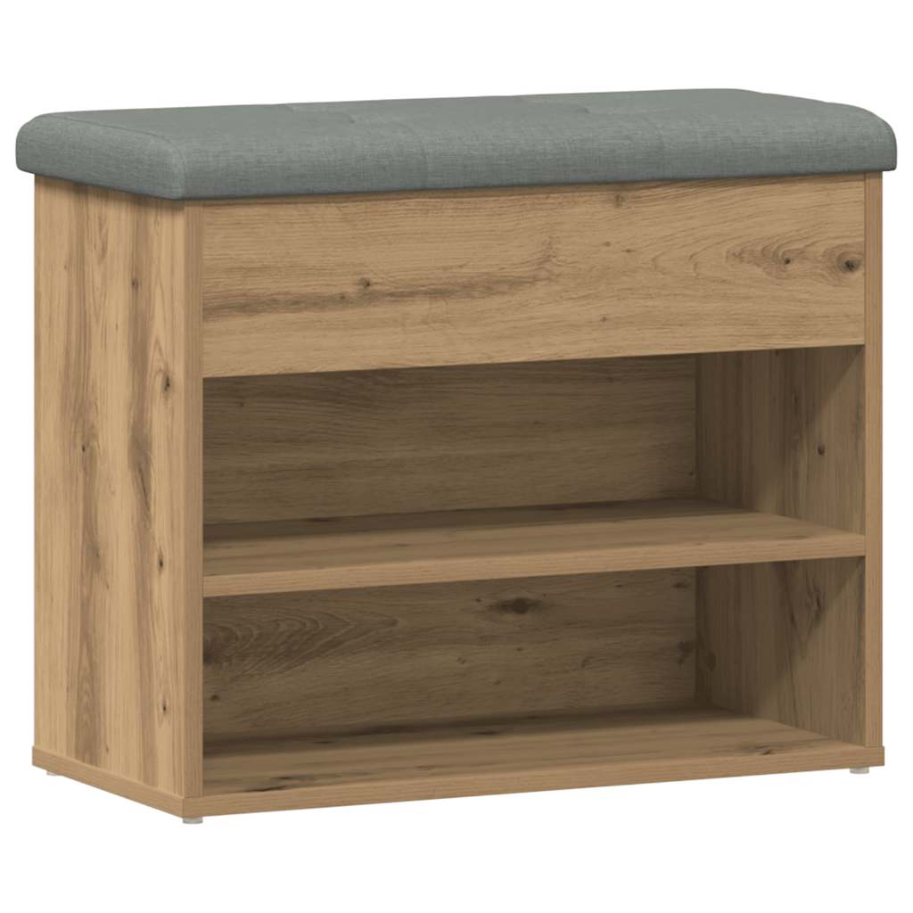 Banc à chaussures chêne artisanal 62x32x50 cm bois d'ingénierie - XIOS