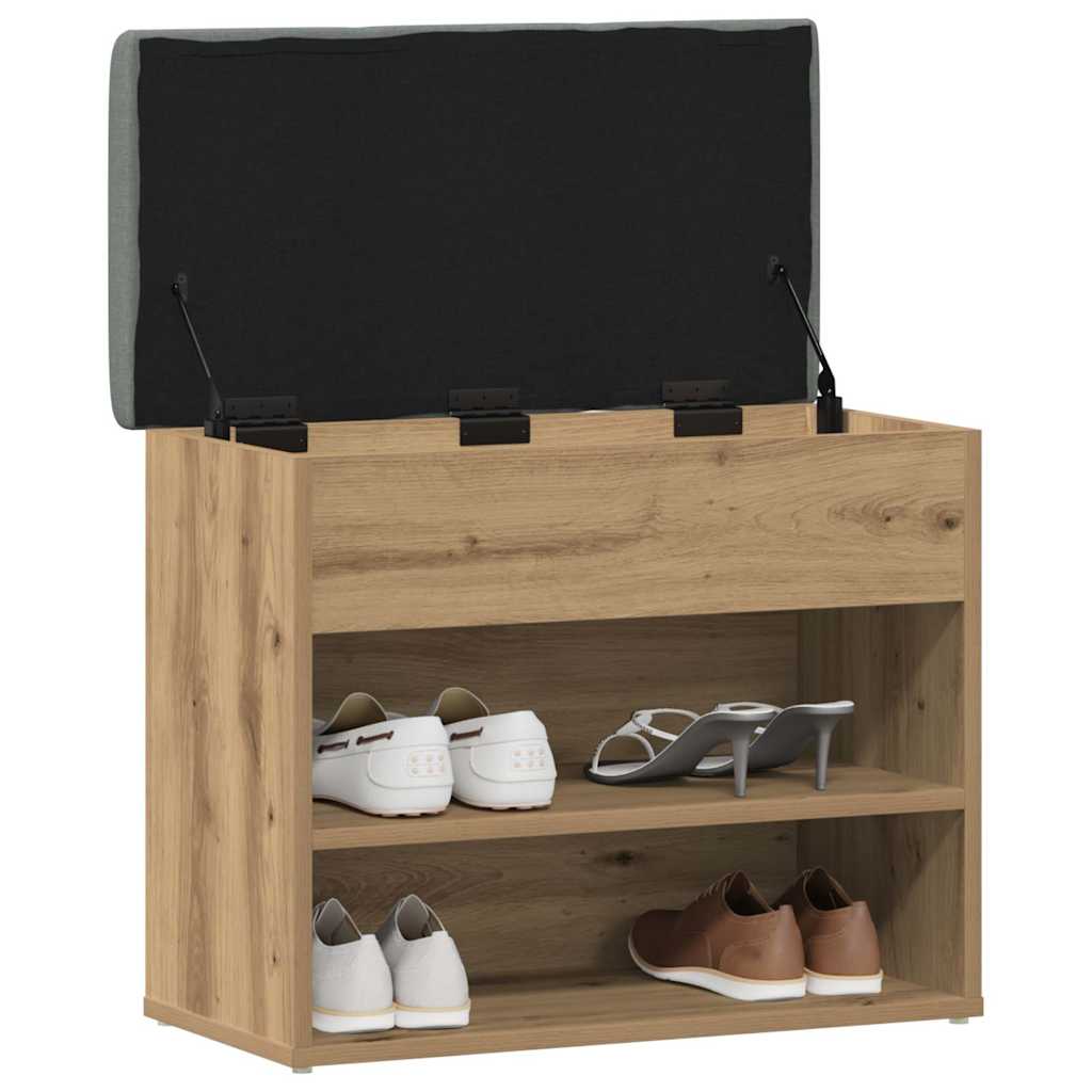 Banc à chaussures chêne artisanal 62x32x50 cm bois d'ingénierie - XIOS