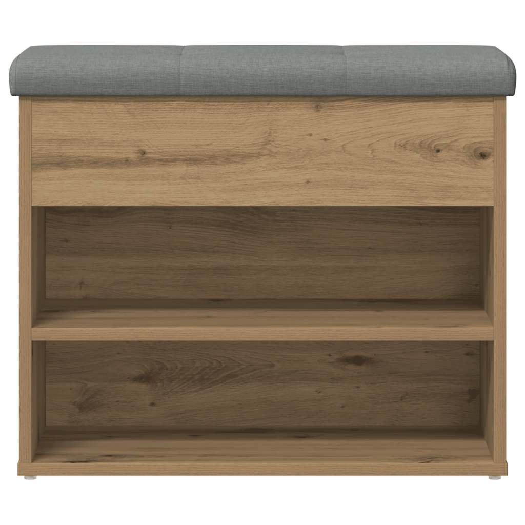 Banc à chaussures chêne artisanal 62x32x50 cm bois d'ingénierie - XIOS