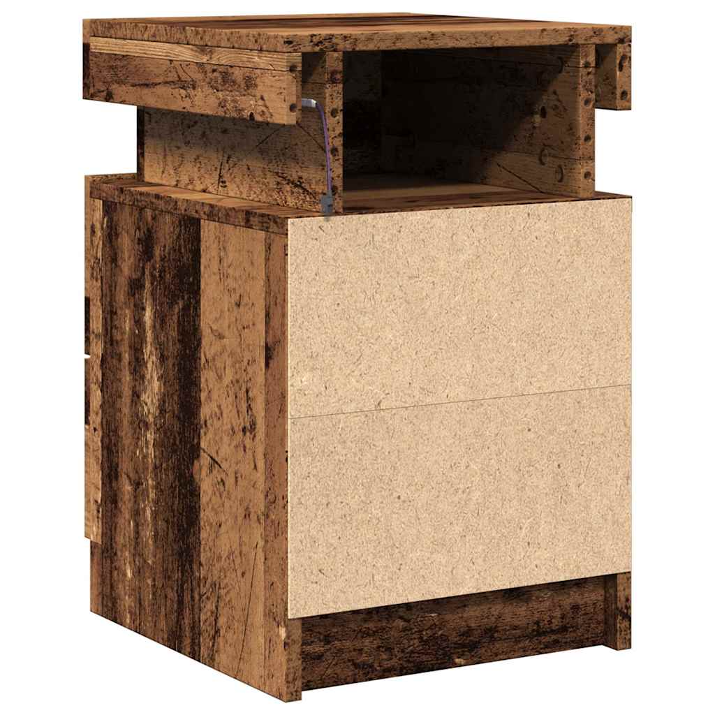 Table de chevet et LED vieux bois 35x39x55 cm bois d'ingénierie - XIOS