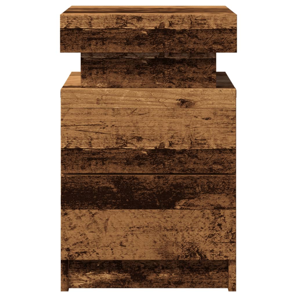 Tables de chevet avec LED 2 pcs vieux bois bois d'ingénierie - XIOS
