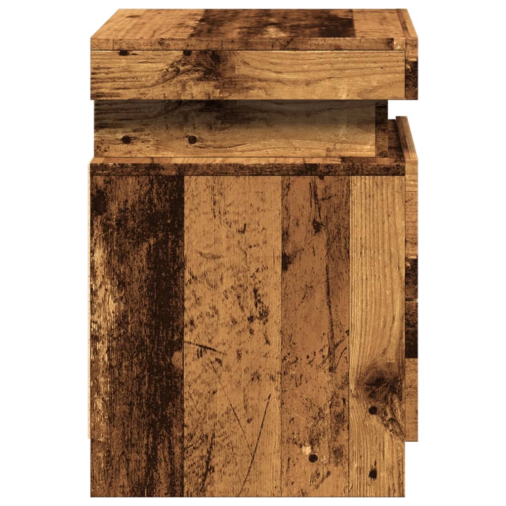 Tables de chevet avec LED 2 pcs vieux bois bois d'ingénierie - XIOS