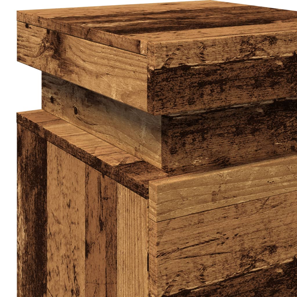Tables de chevet avec LED 2 pcs vieux bois bois d'ingénierie - XIOS