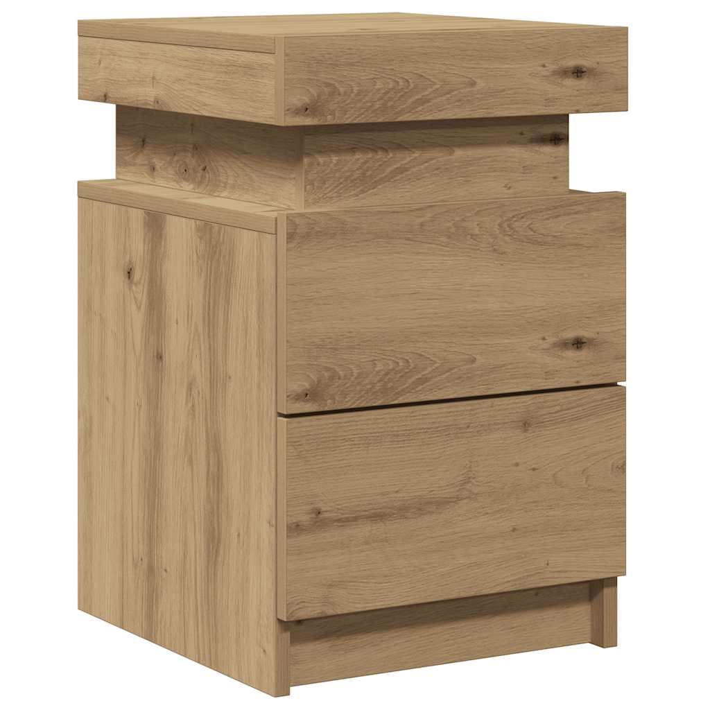Table de chevet avec LED chêne artisanal bois d'ingénierie - XIOS