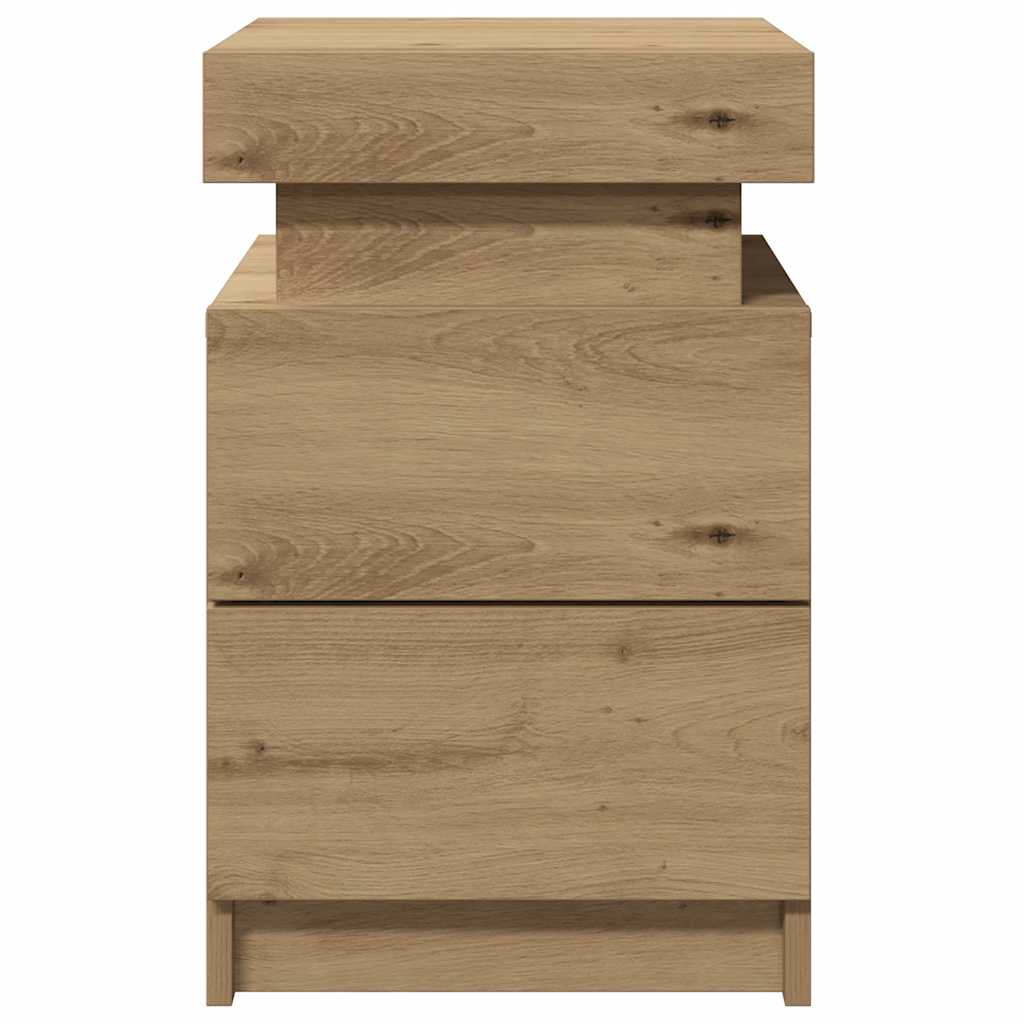 Table de chevet avec LED chêne artisanal bois d'ingénierie - XIOS
