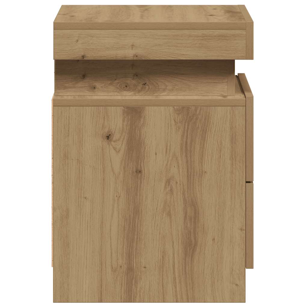 Table de chevet avec LED chêne artisanal bois d'ingénierie - XIOS