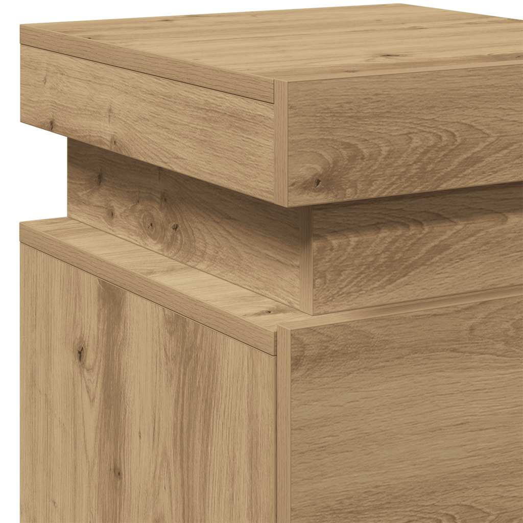Table de chevet avec LED chêne artisanal bois d'ingénierie - XIOS