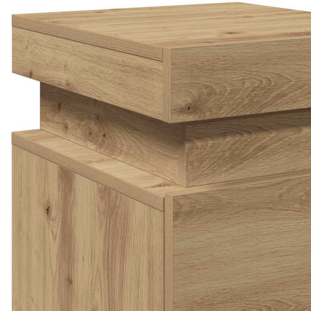 Tables de chevet avec LED 2 pcs chêne artisanal bois ingénierie - XIOS