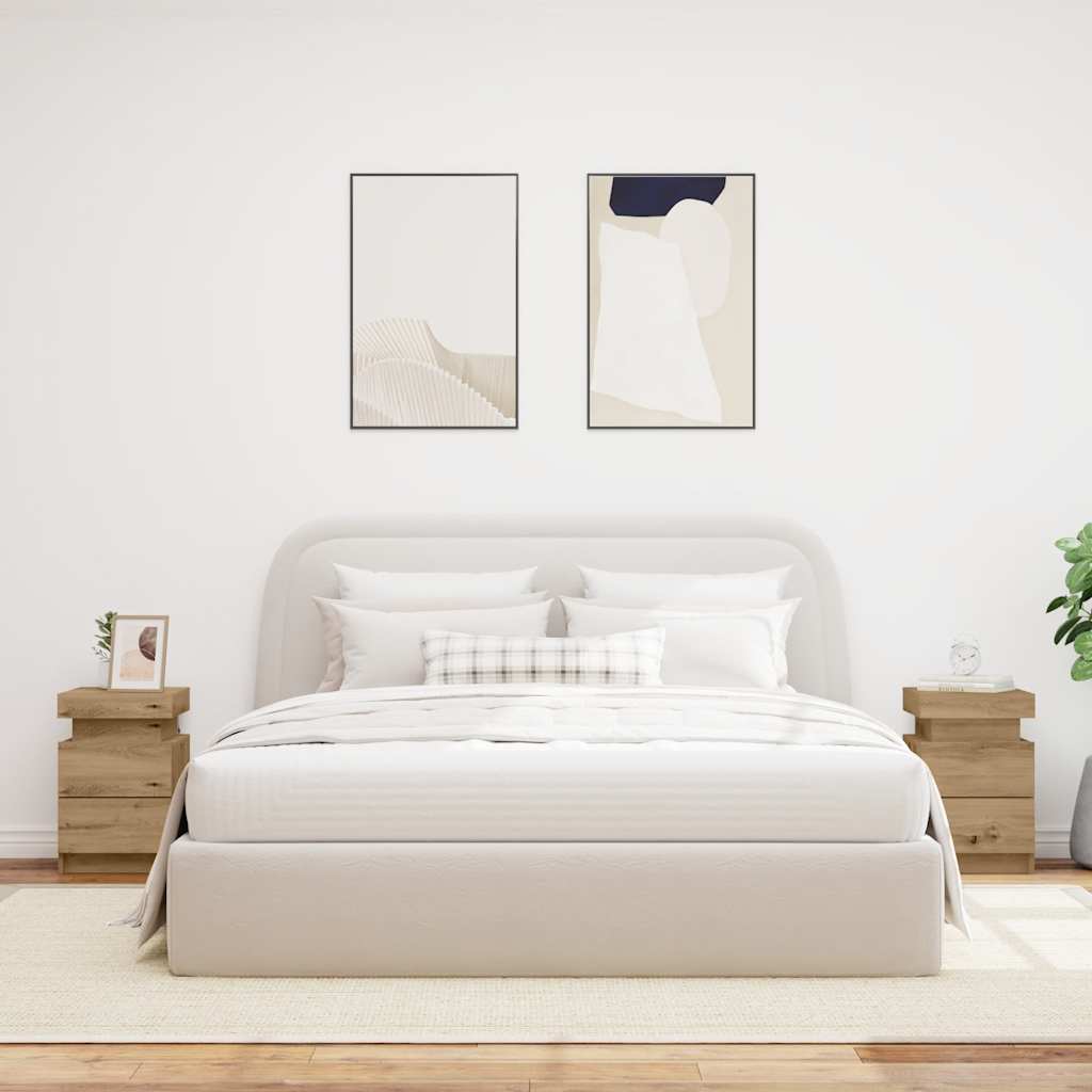 Tables de chevet avec LED 2 pcs chêne artisanal bois ingénierie - XIOS