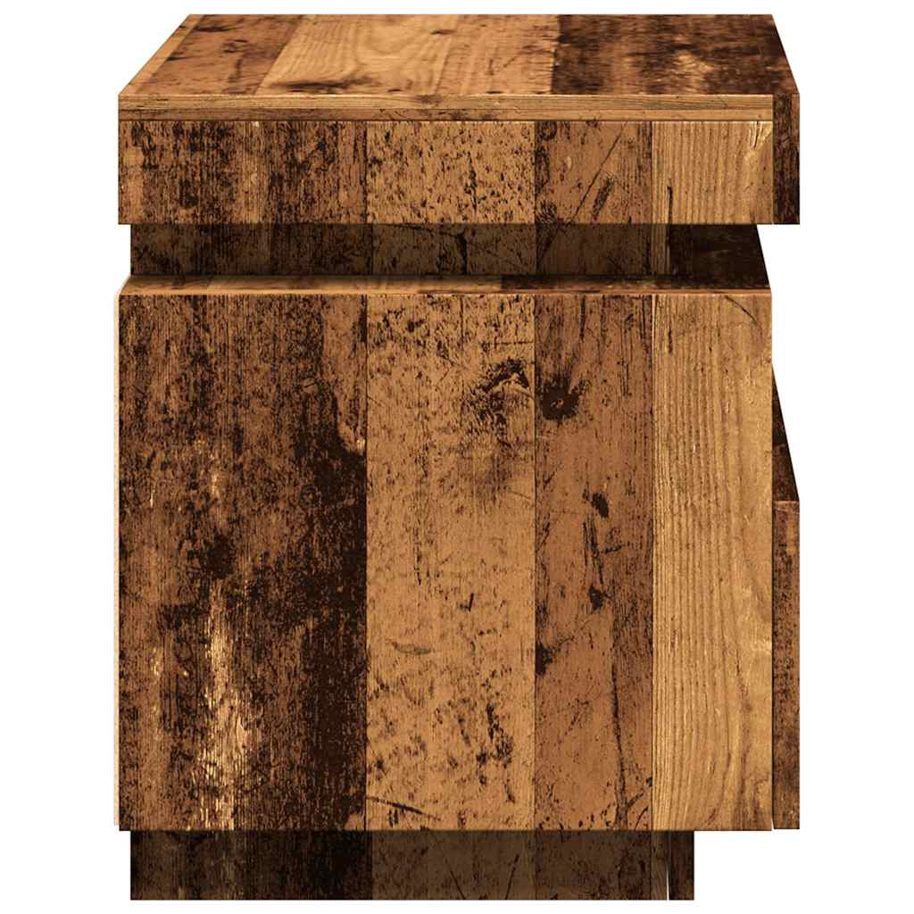 Armoire de chevet avec lumières LED vieux bois 40x39x48,5 cm - XIOS