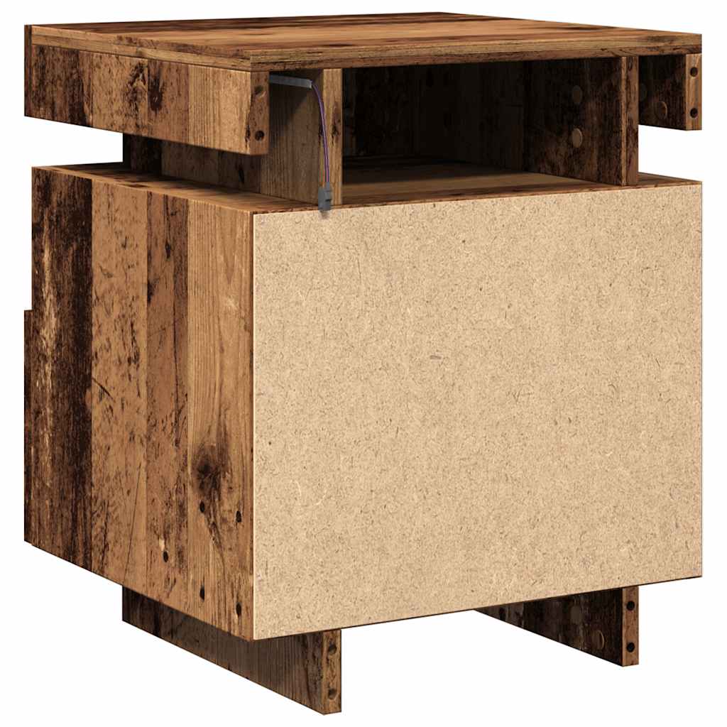 Armoire de chevet avec lumières LED vieux bois 40x39x48,5 cm - XIOS
