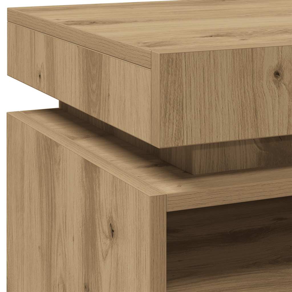Armoire de chevet et lumières LED chêne artisanal 40x39x48,5 cm - XIOS