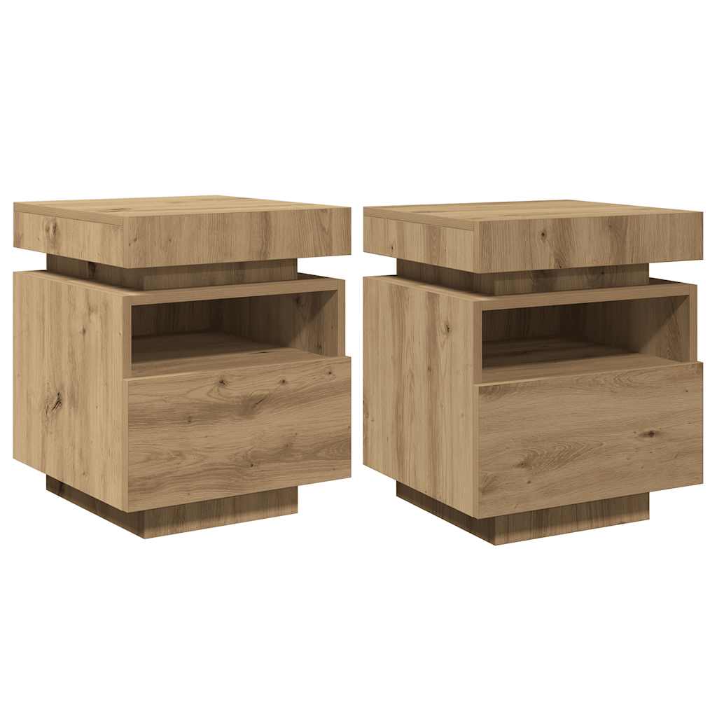 Armoires de chevet avec lumières LED 2 pcs chêne artisanal - XIOS