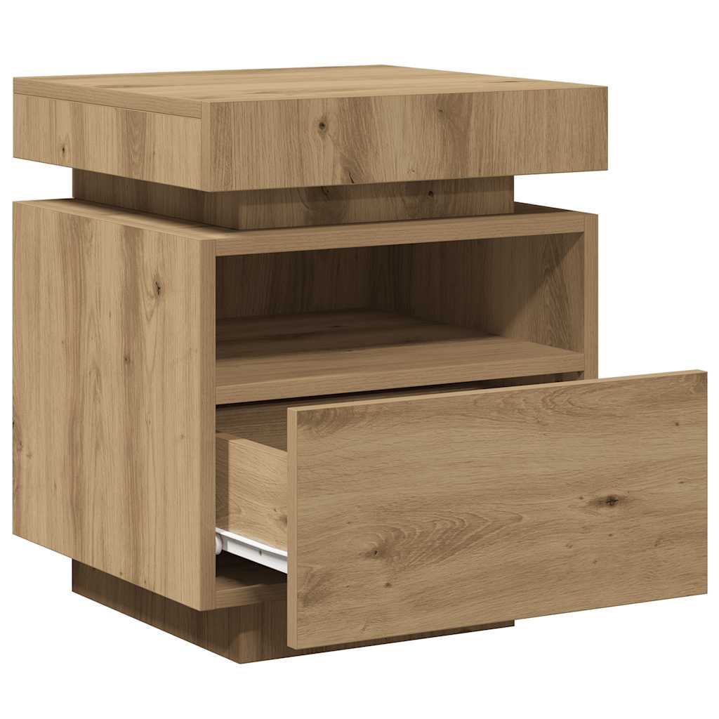 Armoires de chevet avec lumières LED 2 pcs chêne artisanal - XIOS