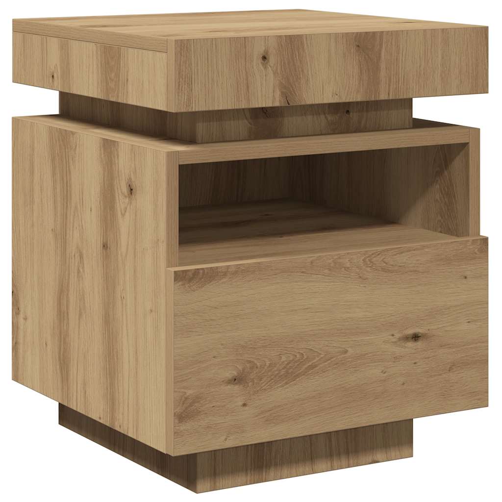 Armoires de chevet avec lumières LED 2 pcs chêne artisanal - XIOS