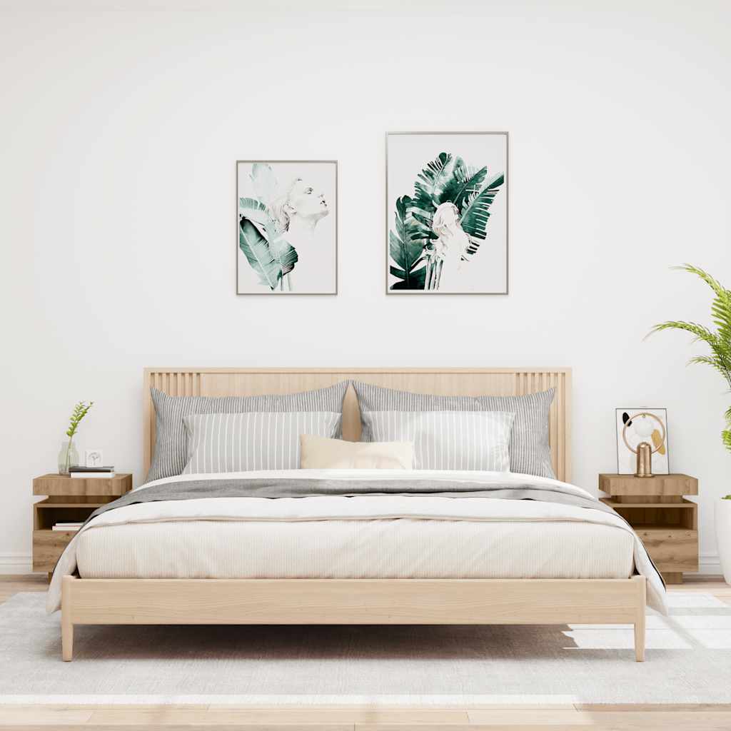 Armoires de chevet avec lumières LED 2 pcs chêne artisanal - XIOS