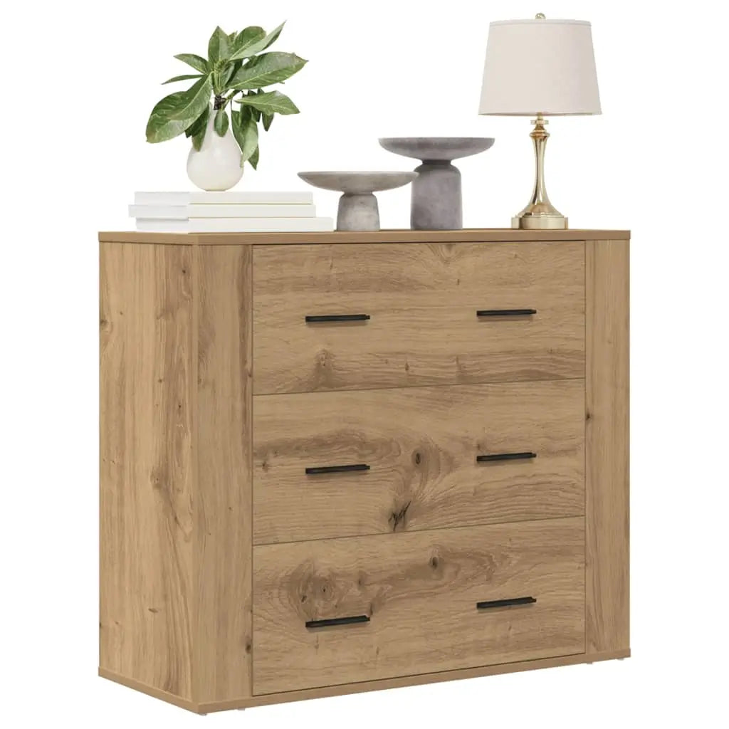 Buffet chêne artisanal 80x33x70 cm bois d’ingénierie - XIOS