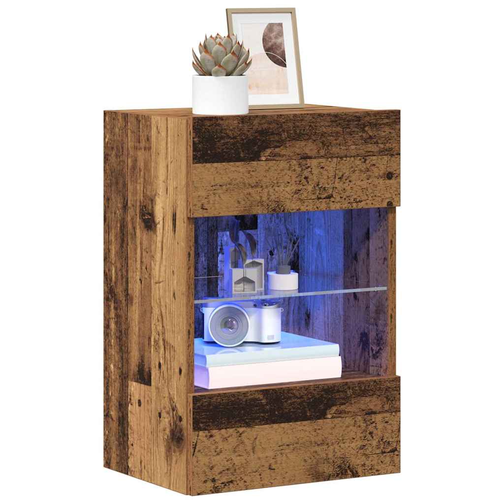 Meubles muraux avec lumières LED pour TV 2 pcs vieux bois 40x30x60,5cm - XIOS