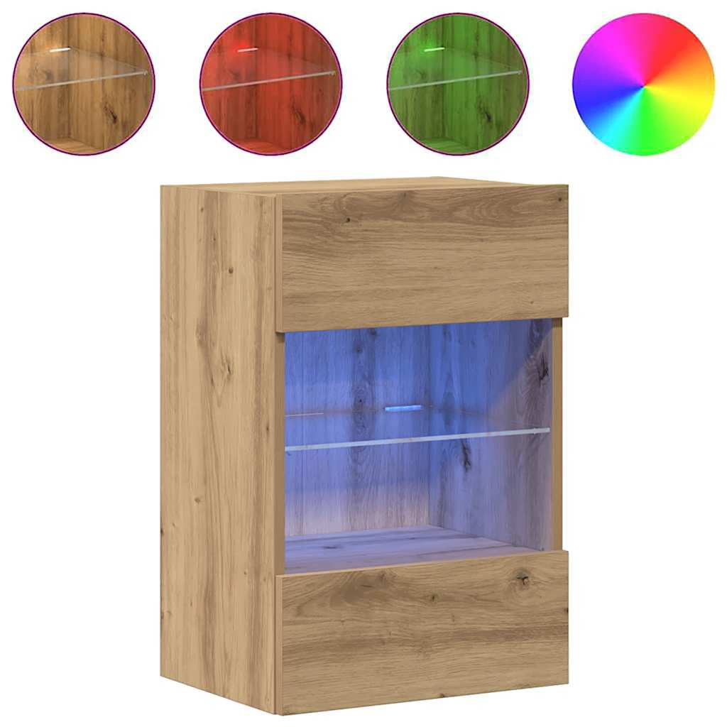 Meubles muraux avec lumières LED pour TV 2 pcs chêne artisanal - XIOS