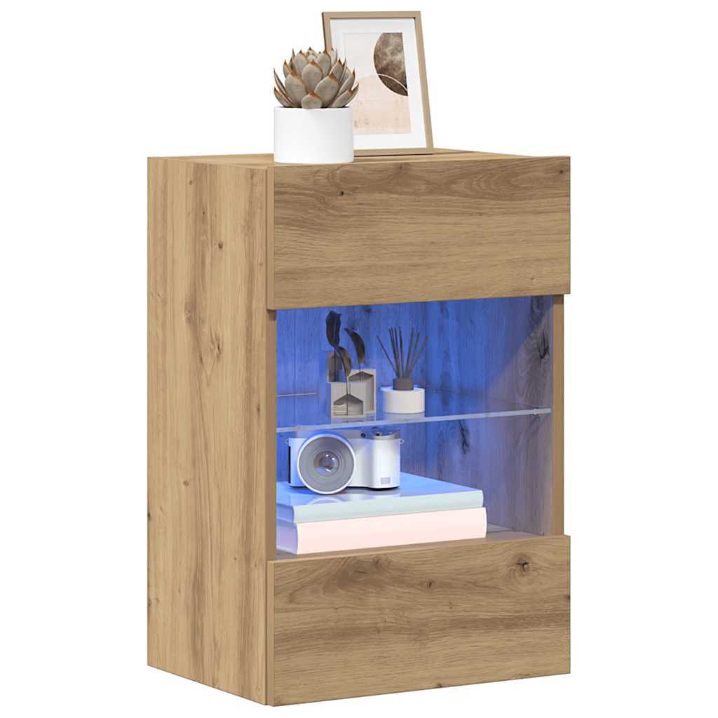 Meubles muraux avec lumières LED pour TV 2 pcs chêne artisanal - XIOS