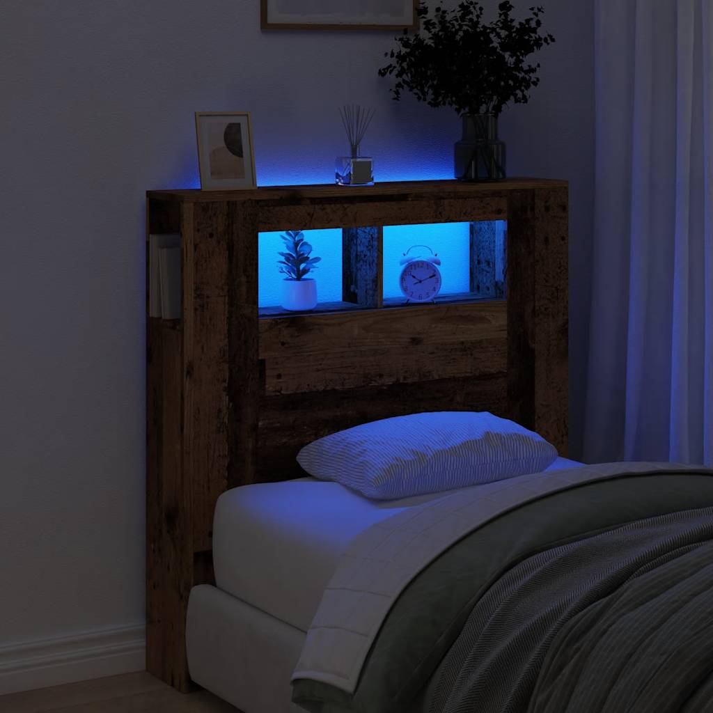 Tête de lit à LED vieux bois 100x18,5x103,5cm bois d'ingénierie - XIOS