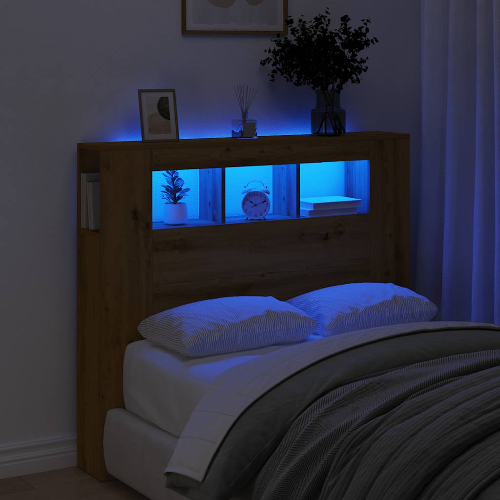 Tête de lit à LED chêne artisanal 120x18,5x103,5 cm - XIOS