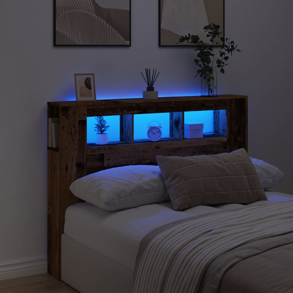Tête de lit à LED vieux bois 140x18,5x103,5cm bois d'ingénierie - XIOS