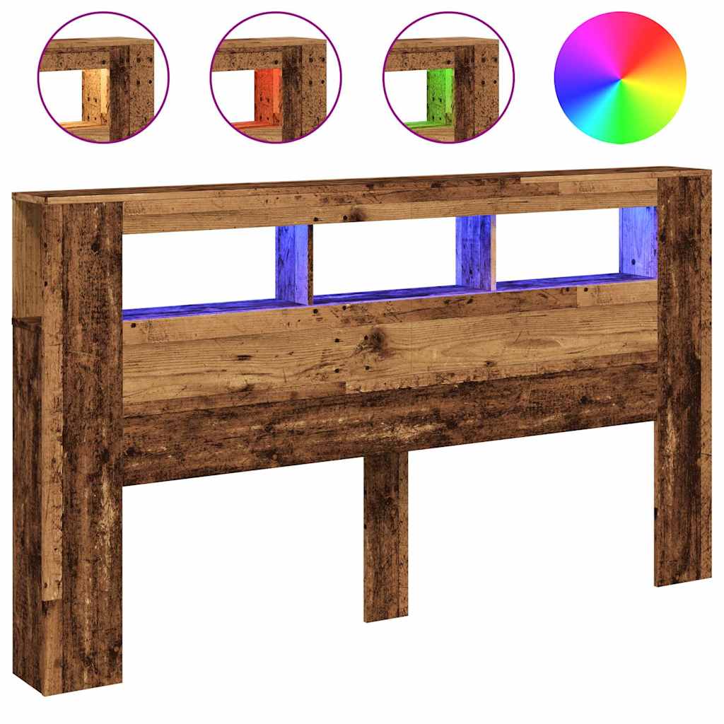 Tête de lit à LED vieux bois 180x18,5x103,5cm bois d'ingénierie - XIOS