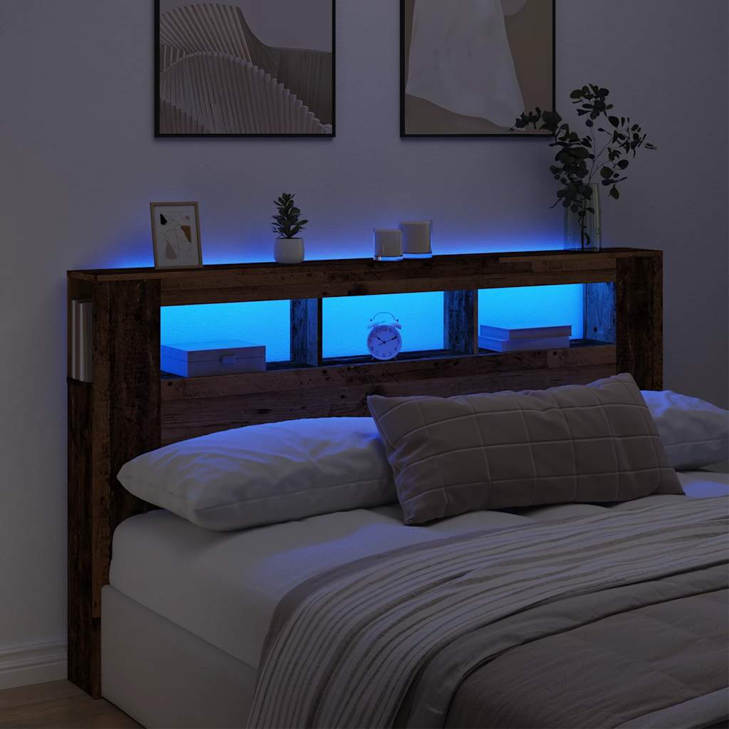 Tête de lit à LED vieux bois 180x18,5x103,5cm bois d'ingénierie - XIOS