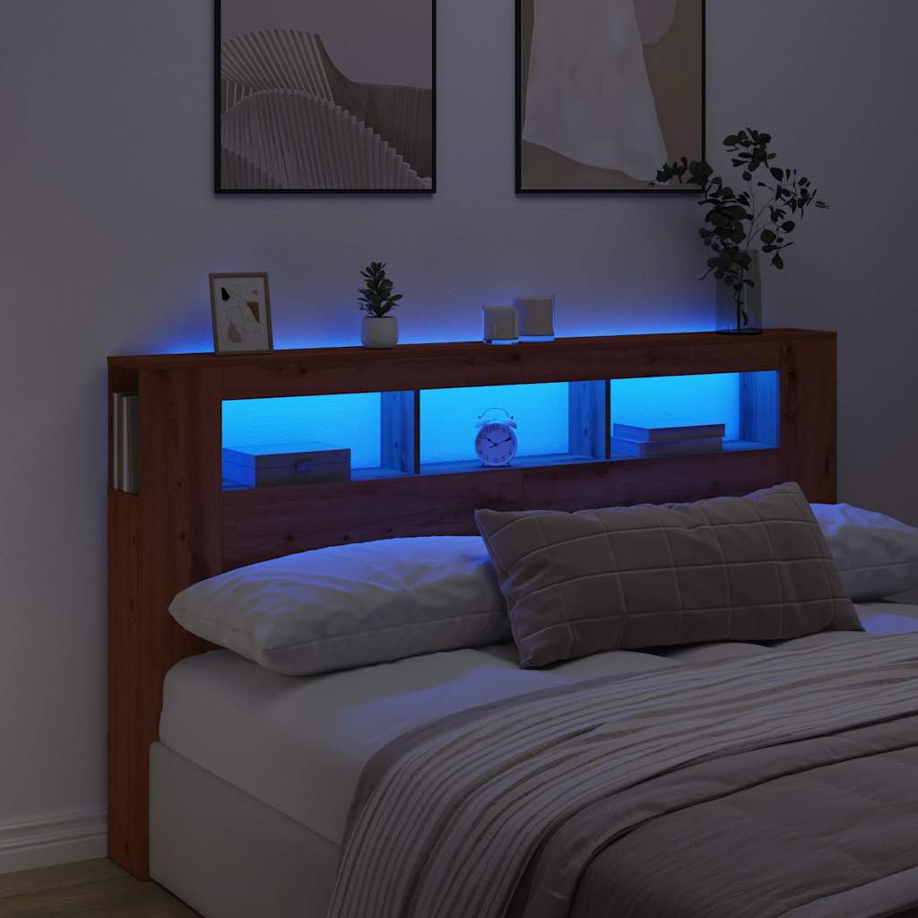 Tête de lit à LED chêne artisanal 180x18,5x103,5 cm - XIOS