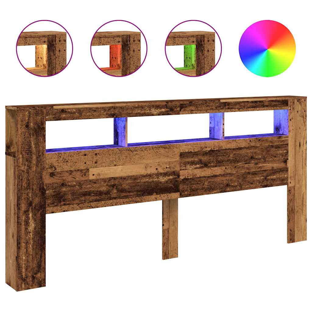 Tête de lit à LED vieux bois 220x18,5x103,5cm bois d'ingénierie - XIOS