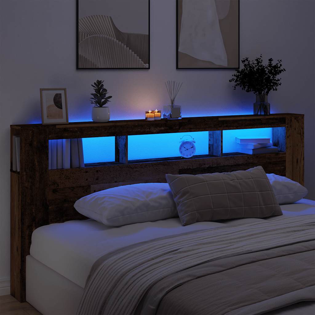 Tête de lit à LED vieux bois 220x18,5x103,5cm bois d'ingénierie - XIOS