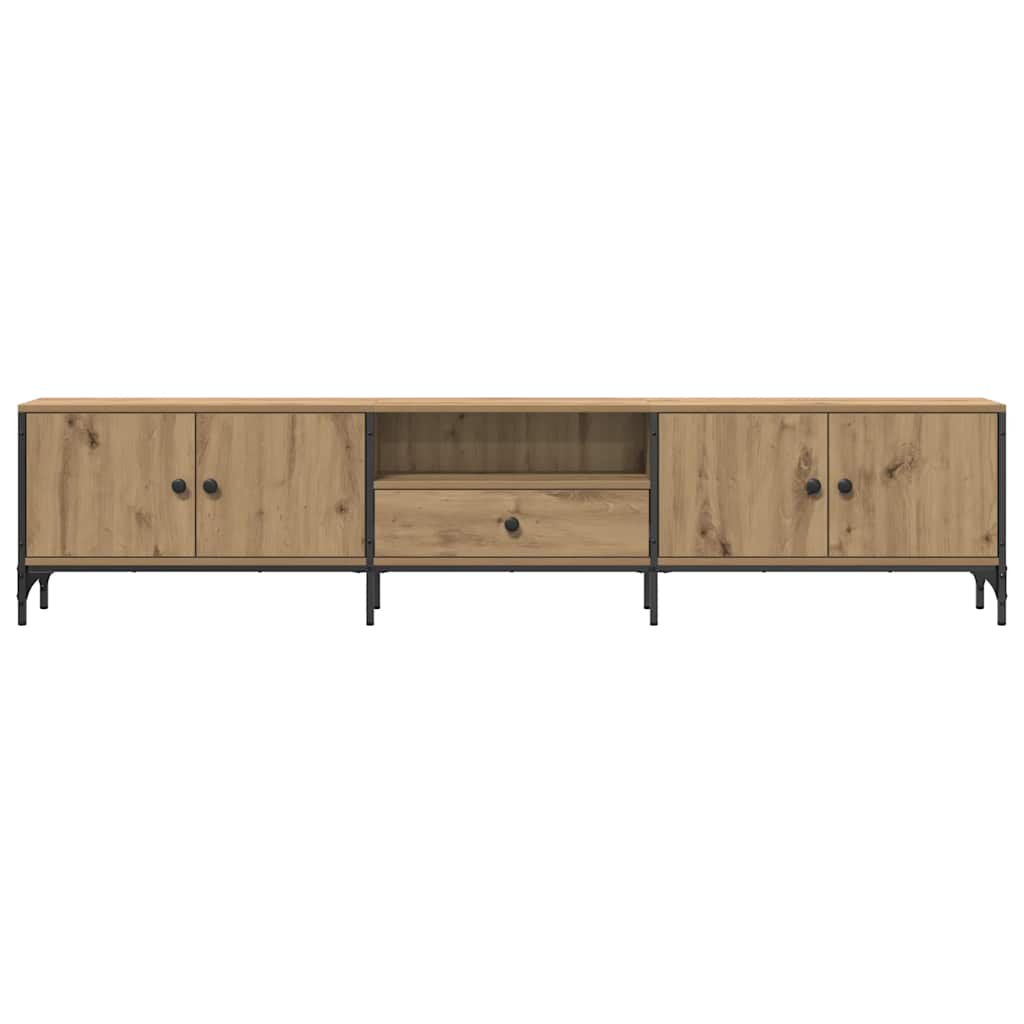 Meuble TV à tiroir chêne artisanal 200x25x44 cm bois ingénierie - XIOS