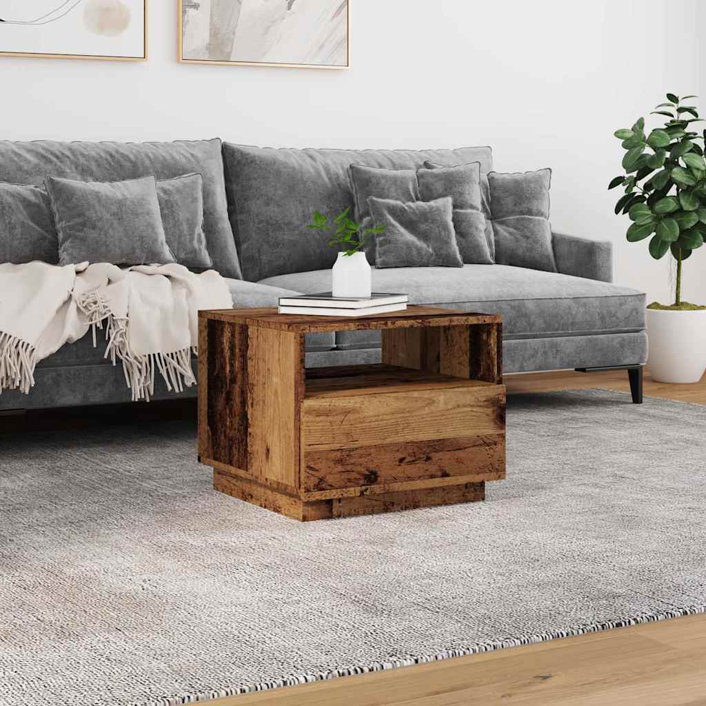 Table basse avec lumières LED vieux bois 50x49x40 cm - XIOS