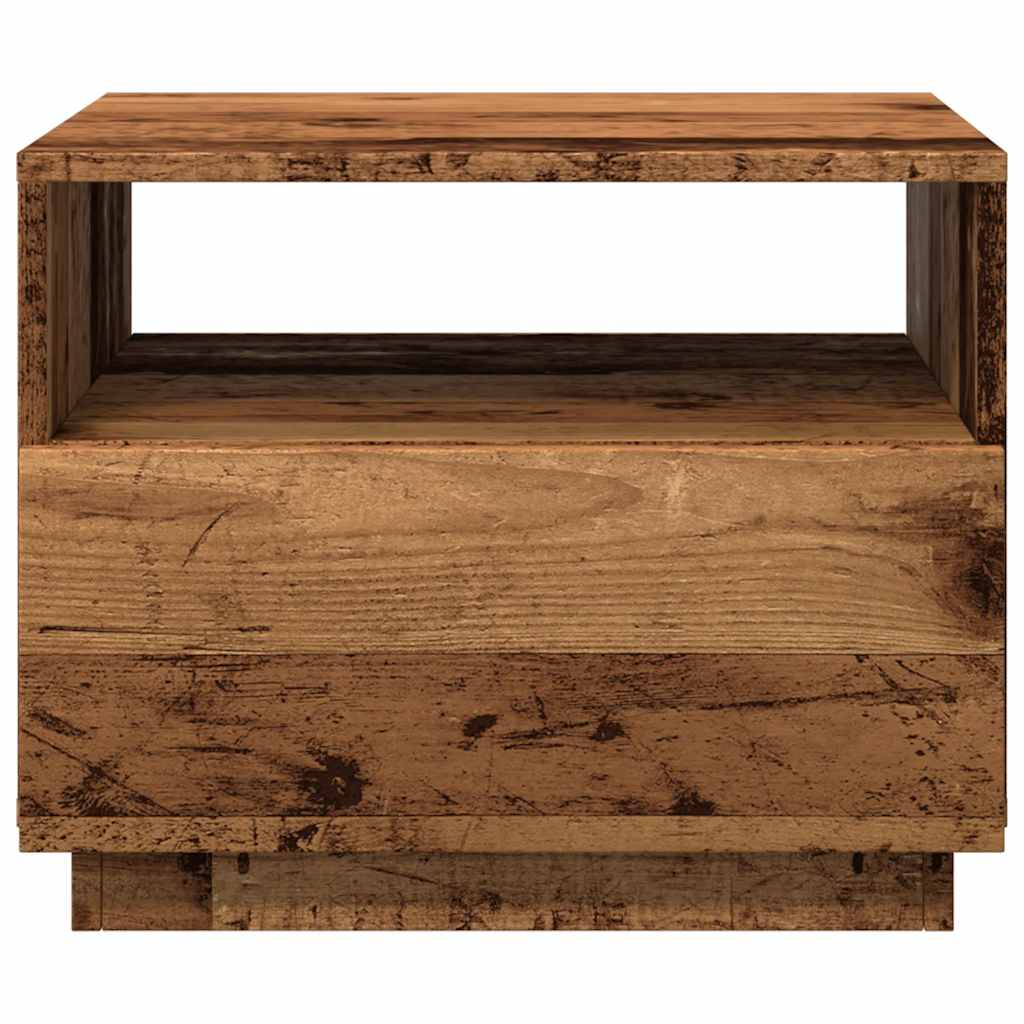 Table basse avec lumières LED vieux bois 50x49x40 cm - XIOS