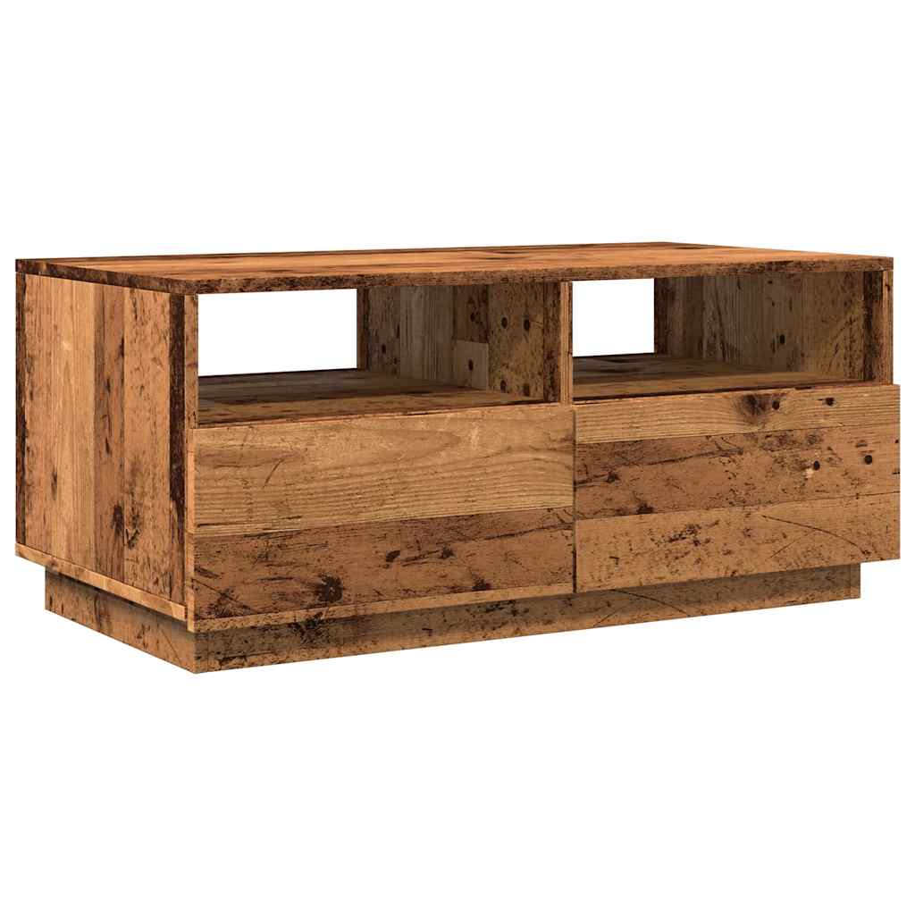 Table basse avec lumières LED vieux bois 90x49x40 cm - XIOS