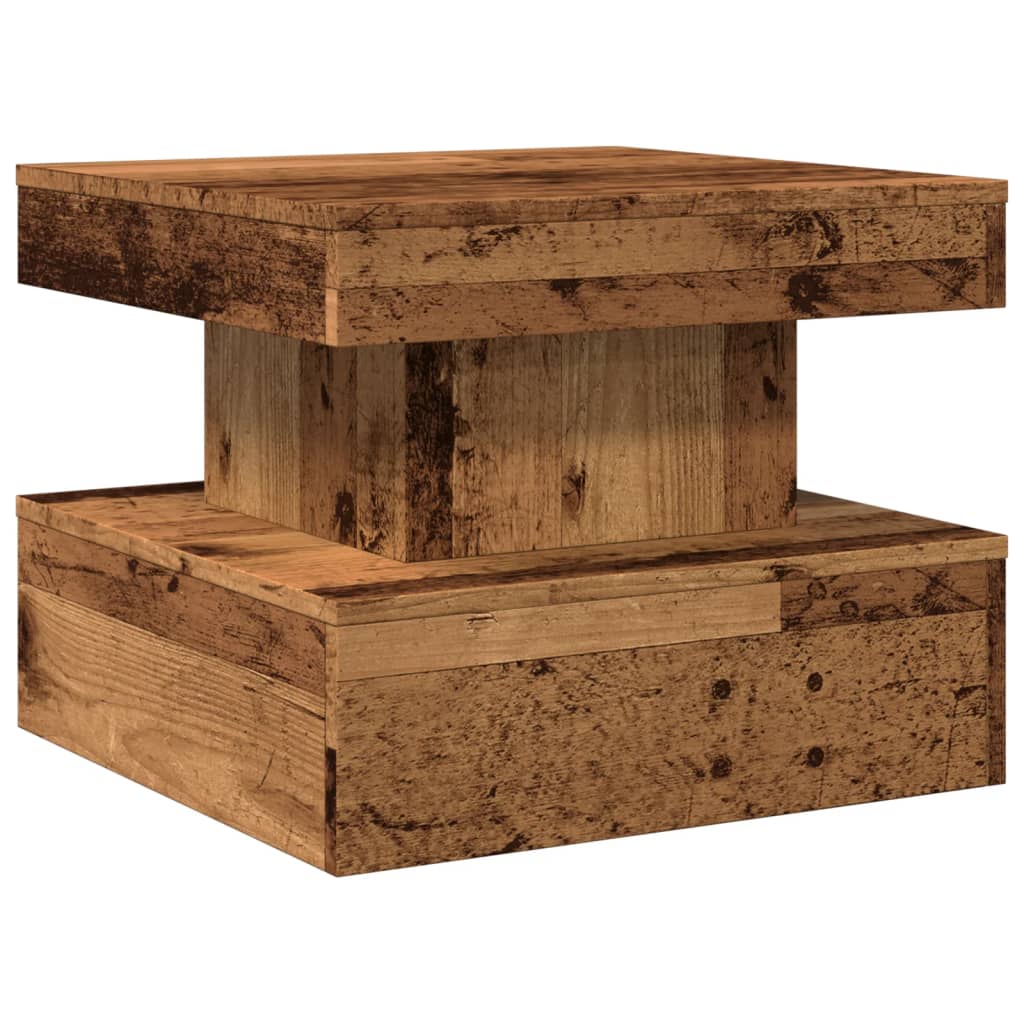 Table basse avec lumières LED vieux bois 50x50x40 cm - XIOS