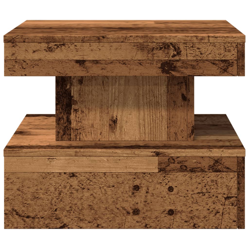 Table basse avec lumières LED vieux bois 50x50x40 cm - XIOS