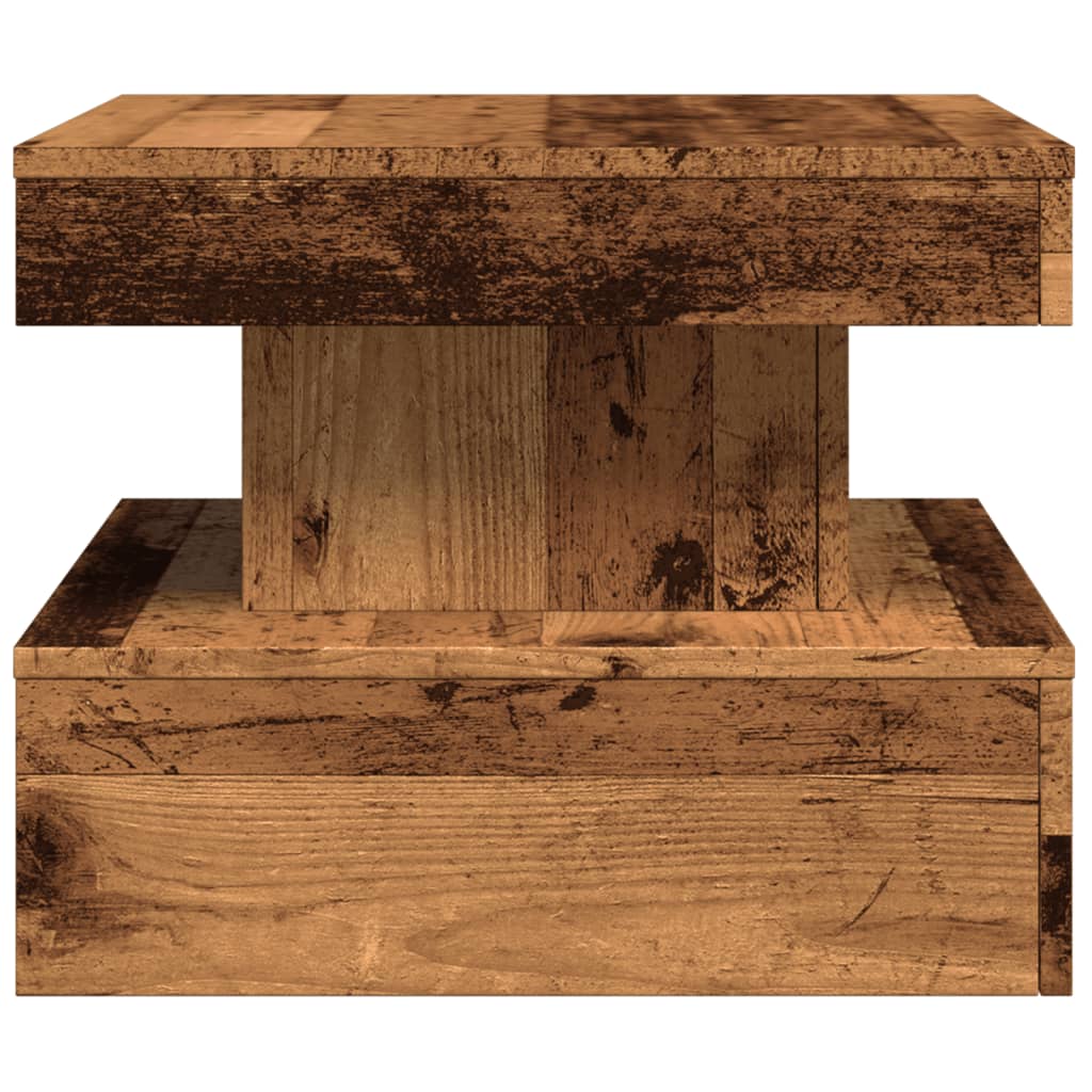 Table basse avec lumières LED vieux bois 50x50x40 cm - XIOS