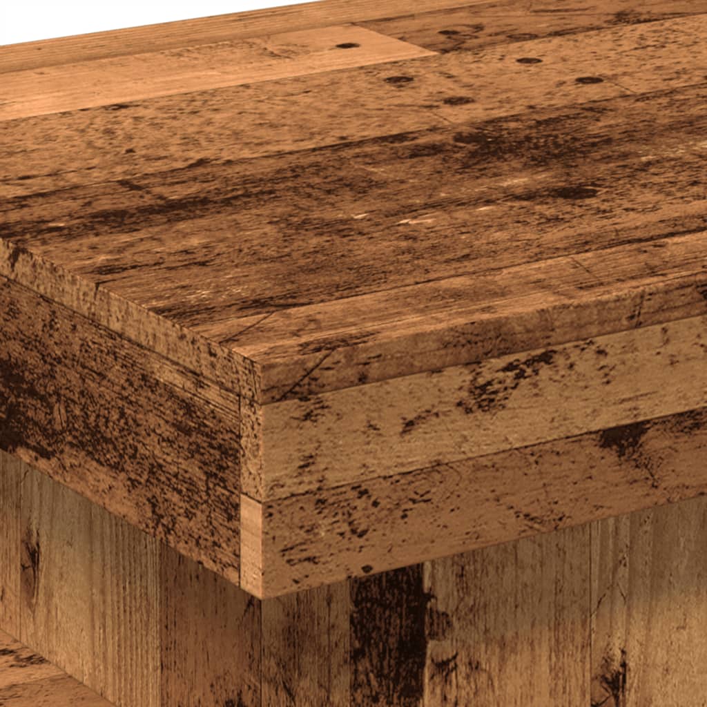 Table basse avec lumières LED vieux bois 50x50x40 cm - XIOS