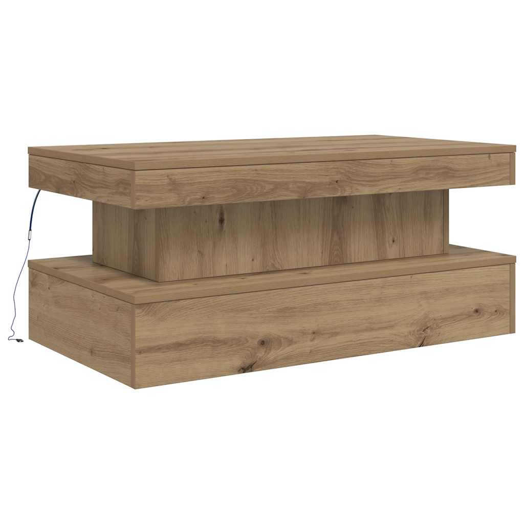 Table basse avec lumières LED chêne artisanal 50x50x40 cm - XIOS