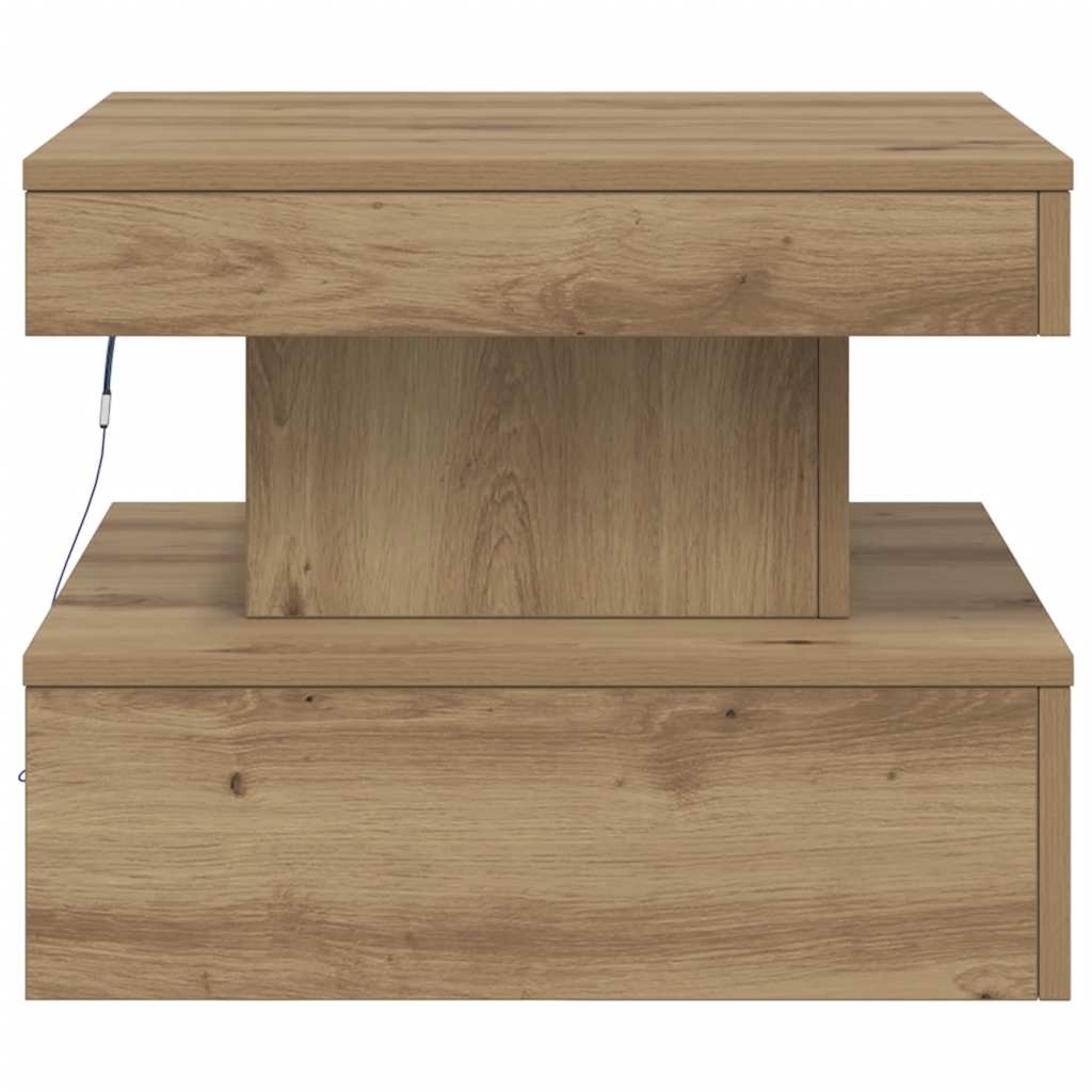 Table basse avec lumières LED chêne artisanal 50x50x40 cm - XIOS