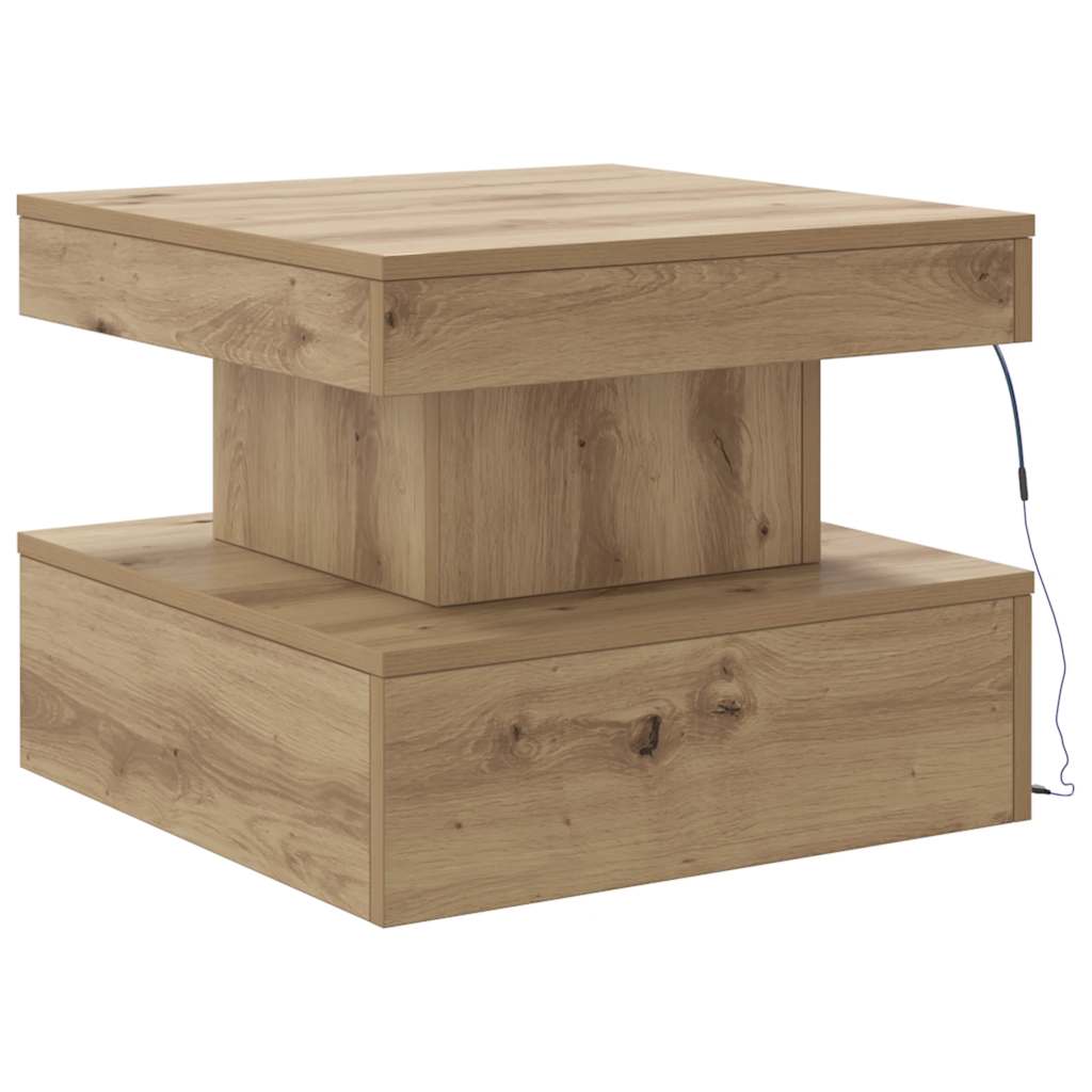 Table basse avec lumières LED chêne artisanal 50x50x40 cm - XIOS