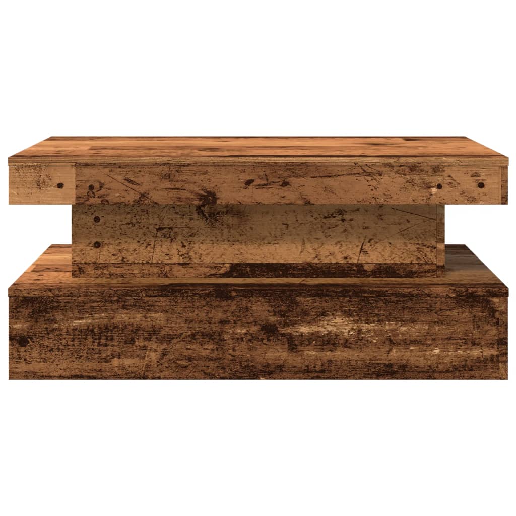 Table basse avec lumières LED vieux bois 90x50x40 cm - XIOS
