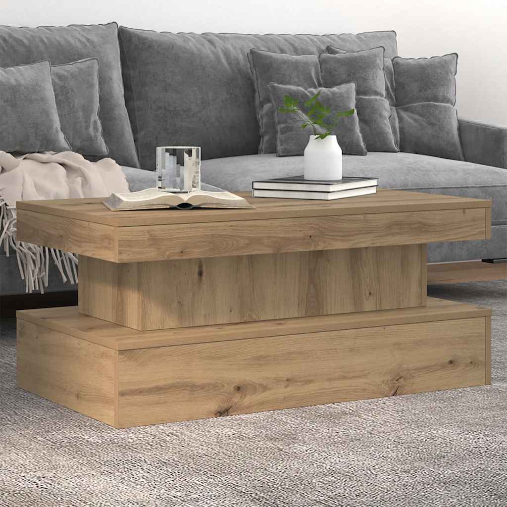 Table basse avec lumières LED chêne artisanal 90x50x40 cm - XIOS